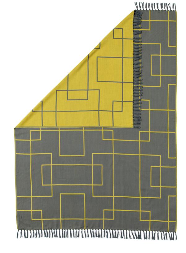 Jacquard plaid in yellow/grey